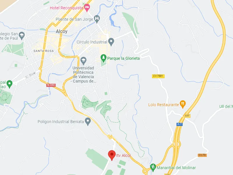 Mapa de la ubicación de la ITV de Alcoy
