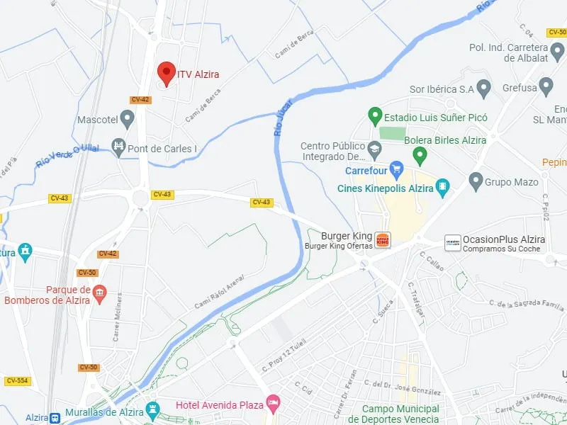 Mapa de la ubicación de la ITV de Alzira