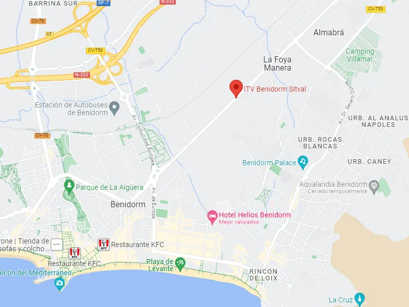 Mapa de la ubicación de la ITV de Benidorm