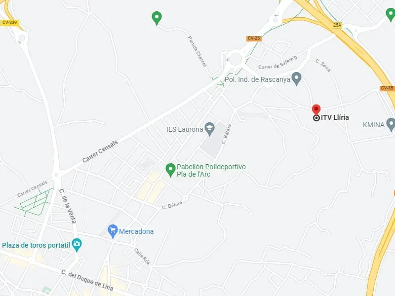 Mapa de la ubicación de la ITV de Llíria