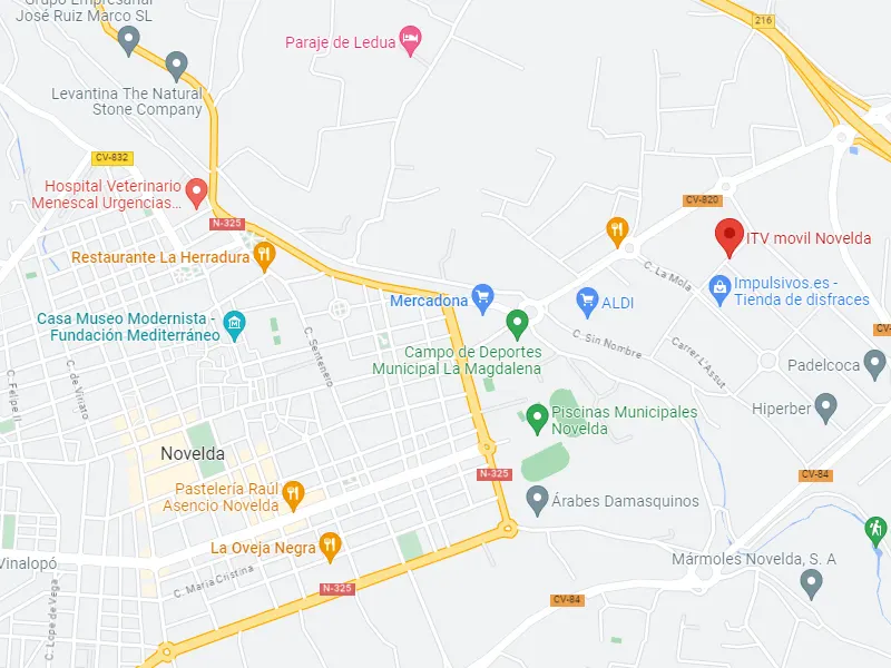 Mapa de la ubicación de la ITV de Novelda
