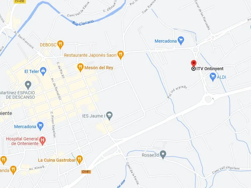 Mapa de la ubicación de la ITV de Ontinyent