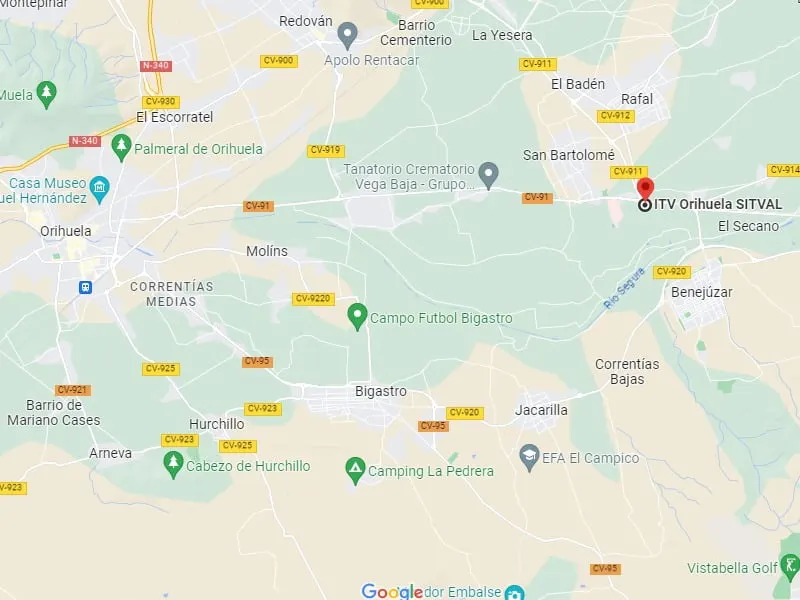 Mapa de la ubicación de la ITV de Orihuela
