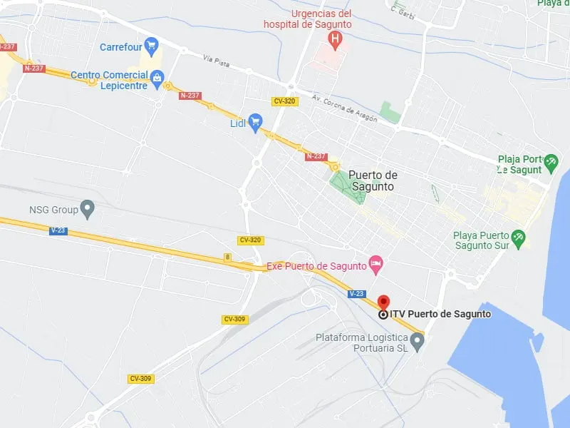 Mapa de la ubicación de la ITV de Puerto de Sagunto