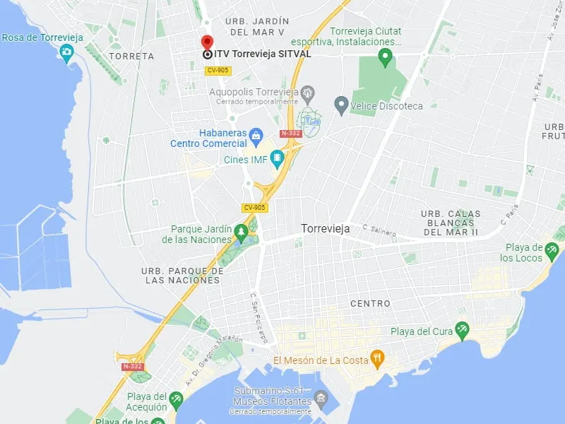 Mapa de la ubicación de la ITV de Torrevieja