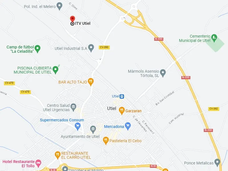 Mapa de la ubicación de la ITV de Utiel