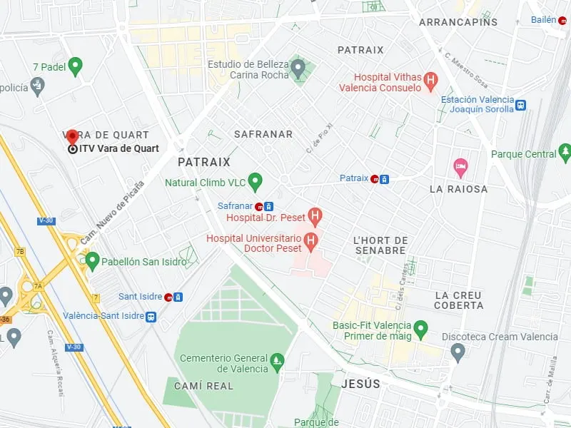 Mapa de la ubicación de la ITV de Vara de Quart